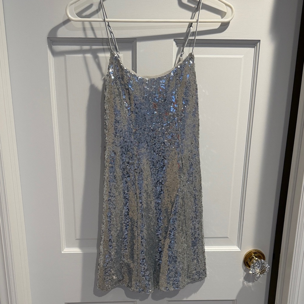 Urban Outfitters LIKE NEW! Silver Sequin Side Zip Dress